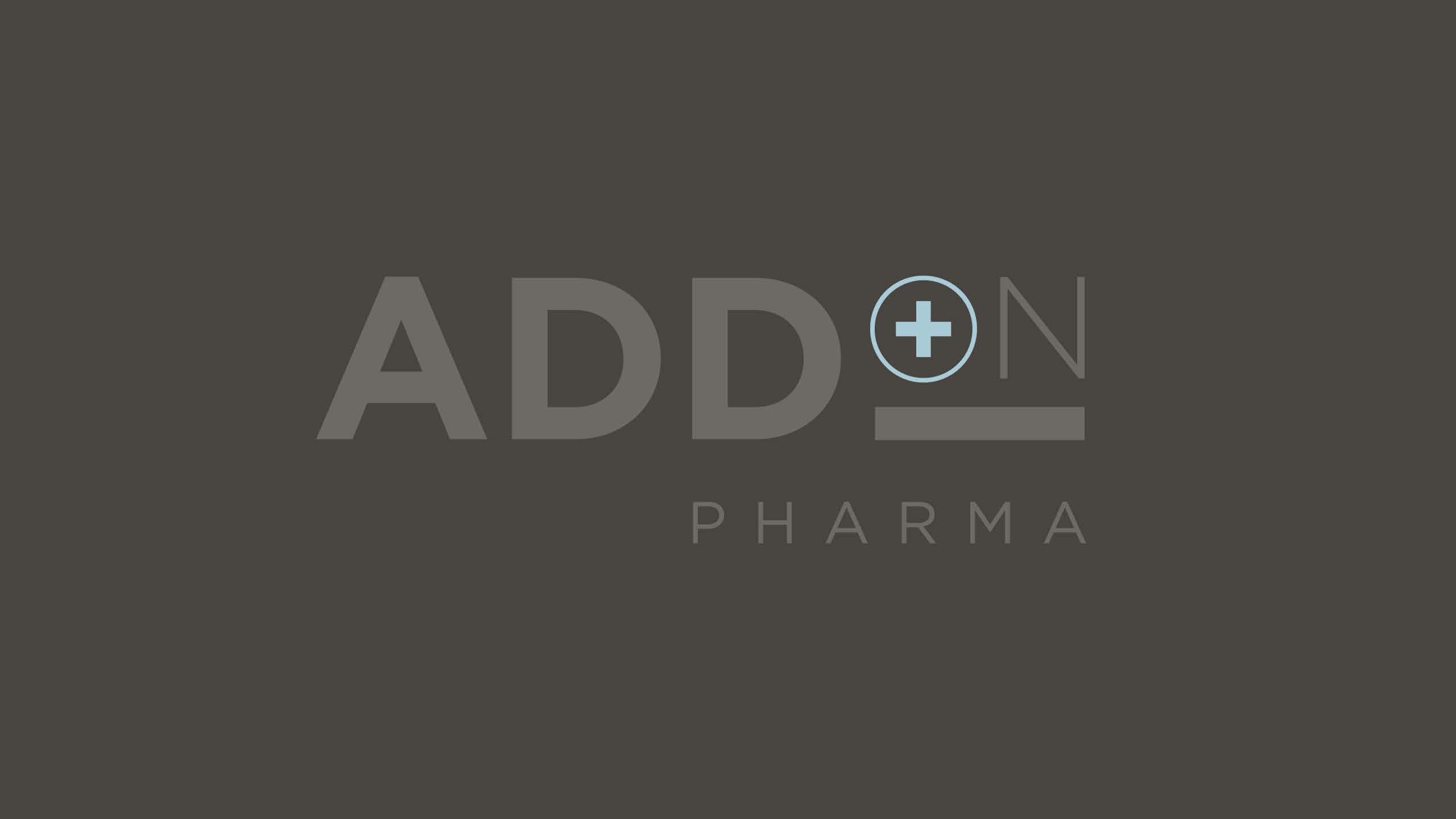 Addon Pharma Logo auf dunkler Flaeche