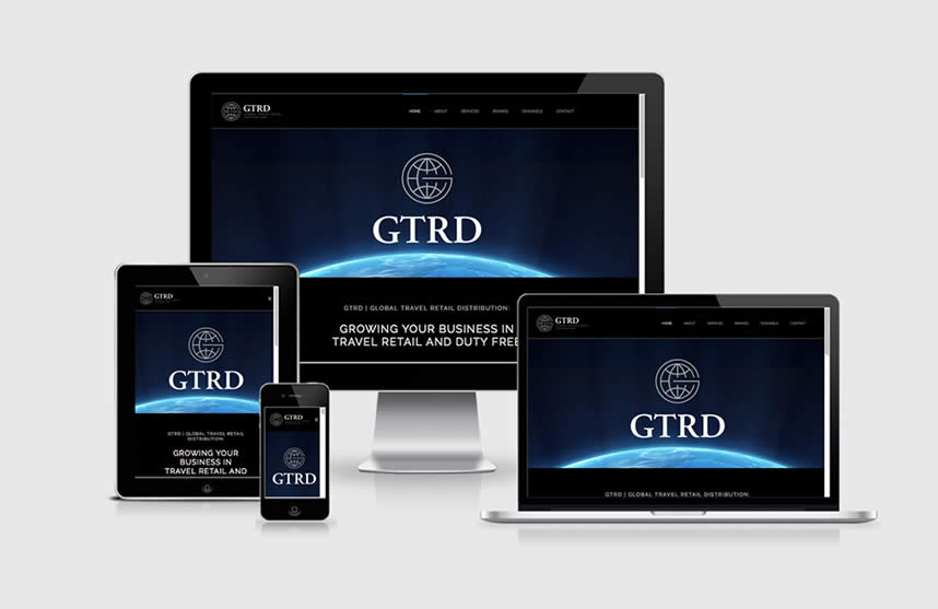 gtrd website Startsseite Webdesign auf Bildschirm, Tablet und iPhone